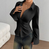 Long Sleeve Solid Color Shirt GSRX-648
