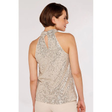 Plus Size Sleeveless Sequin Slim Tops GYOM-8918