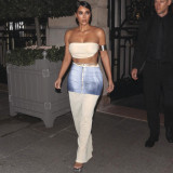 Solid Color Tie Up Tube Top Skirt 3 Piece Set GSLF-K25S83846