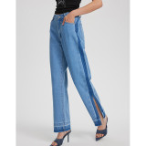 Retro High-Waisted Split Straight Jeans GYXN-15160