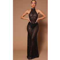 Sleeveless Hot Drill Sequin Backless Maxi Dress GYOM-8881