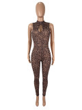Leopard Mesh Hollow Out Tight Jumpsuit SHD-9752