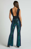 Plus Size Fashion Sequin Flare Pants GYOM-8916