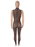 Leopard Mesh Hollow Out Tight Jumpsuit SHD-9752