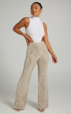 Plus Size Fashion Sequin Flare Pants GYOM-8916
