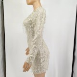 Single Shoulder Long Sleeve Sequin Mini Dress GYOM-8778
