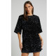 Plus Size V Neck Backless Sequin Mini Dress GYOM-8921