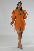 Fashion Tie Up Mid-Length Blazer GRNH-7157