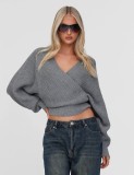 V Neck Long Sleeve Knits Sweater GQNF-Y00340CM