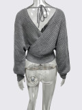 V Neck Long Sleeve Knits Sweater GQNF-Y00340CM