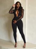 Backless Deep V Neck Solid Color Jumpsuit GQNF-Y00354QC