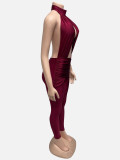 Sexy Backless Solid Color Ruched Jumpsuit GQNF-Y00442QC