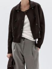 Double-breasted Lapel Collar Knit Cardigan Coats GQNF-Y00269CM