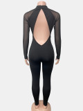 Backless Deep V Neck Solid Color Jumpsuit GQNF-Y00354QC