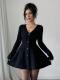 V Neck Long Sleeve Knits Mini Dress GQNF-F00126DM