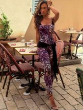 Leopard Print SlingTight Faux Two-piece Jumpsuit GQNF-Y00237QC