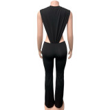 Sleeveless Hollow Out Bodysuit Tight Pants Set GQNF-Y00251SC