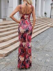 Floral Print Spaghetti Strap Maxi Dress GQNF-Y00203DC