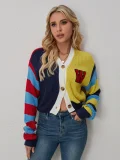 Color Block Letter Print Short Coats GQNF-F00038T