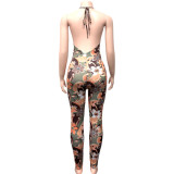 Backless Halterneck Print Jumpsuit GQNF-Y00219QC