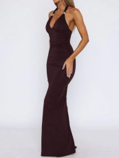 Sexy U Neck Backless Sling Maxi Dress GQNF-Y00223DC
