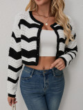 Stripe Color Block Knits Cardigan GQNF-Y00212TM