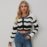 Stripe Color Block Knits Cardigan GQNF-Y00212TM