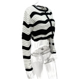 Stripe Color Block Knits Cardigan GQNF-Y00212TM