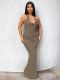 Halterneck Knits Backless Maxi Dress GQNF-Y00048DM