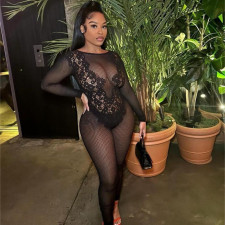 Backless See Through Knits Jumpsuit GQNF-F00011Q