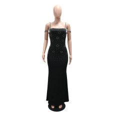 Sexy Hot Drill Solid Color Maxi Dress CYA-902100