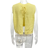 Sweater Sleeveless Back Split Tie Up Tops GQNF-Y00163TM