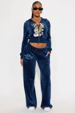 Print Hooded Zipper Tops Two Piece Pants Set GBGF-2511273