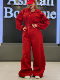 Fashion Zipper Hooded Sport Soiid Color Jumpsuit SFY-818