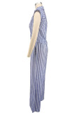 Stripe Sleeveless Shirt Two Piece Pants Set XHXF-8730