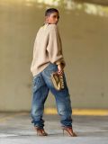 Plus Size Holes Patchwork Washed Loose Jeans GYLN-0044