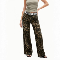 Leopard Print Loose Straight Jeans GXJF-豹纹
