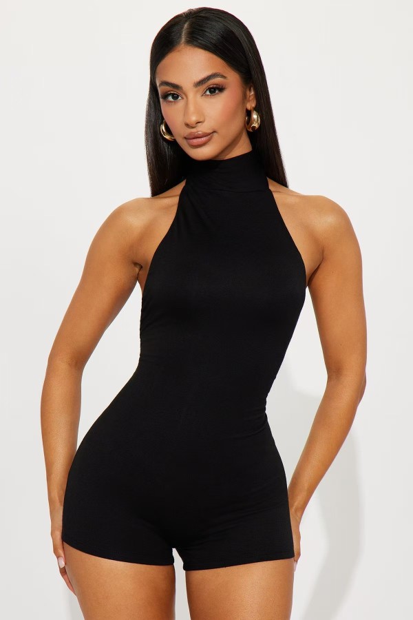 Sleeveless Backless Halterneck Romper SHD-9590