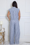Stripe Sleeveless Shirt Two Piece Pants Set XHXF-8730