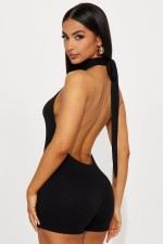 Sleeveless Backless Halterneck Romper SHD-9590