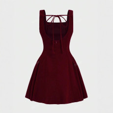 Sleeveless Backless Tie Up Mini Dress GAXB-W493DS