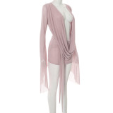Mesh Long Sleeve Backless Mini Dress GDSF-D25DS222