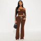 Off Shoulder Letter Print Tops Two Piece Pants Set SHD-9593