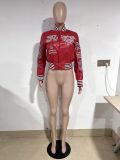 PU Leather Embroidered Fashion Baseball Jacket YNSF-8015