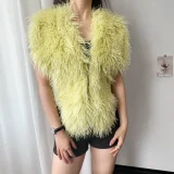 Solid Color Backless Halterneck Fur Top HBRS-5227