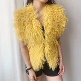 Solid Color Backless Halterneck Fur Top HBRS-5227