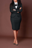 Plus Size Long Sleeve Blazer Split Skirt 2 Piece Set BGN-BN359