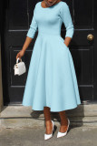 Plus Size Solid Color U Neck Maxi Dress BGN-BN281