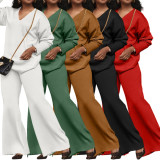 Plus Size Solid-Color Thickened Suede Two-Piece Pants Set BGN-BN318