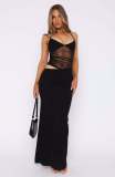Solid Color Mesh Sling Maxi Dress GWLS-LD202508
